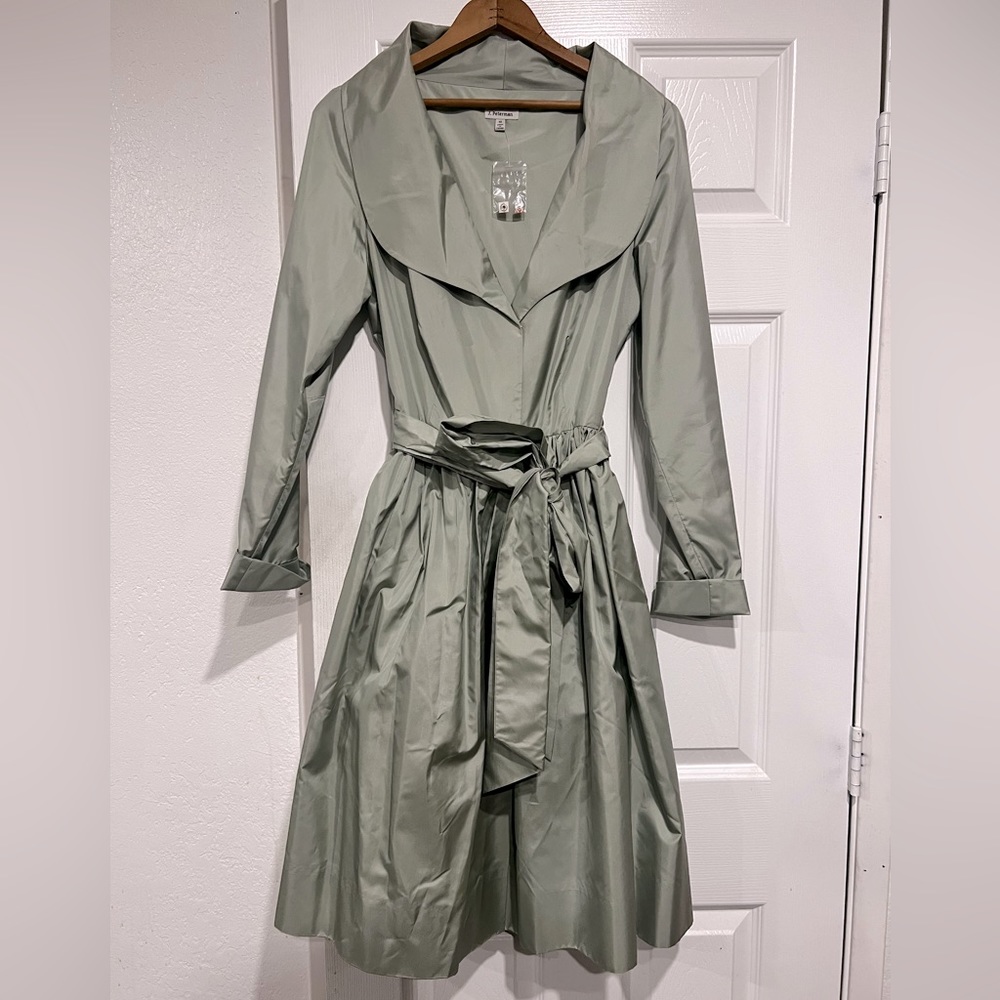 J. Peterman Silk Dress size 10 NWOT Sage Green